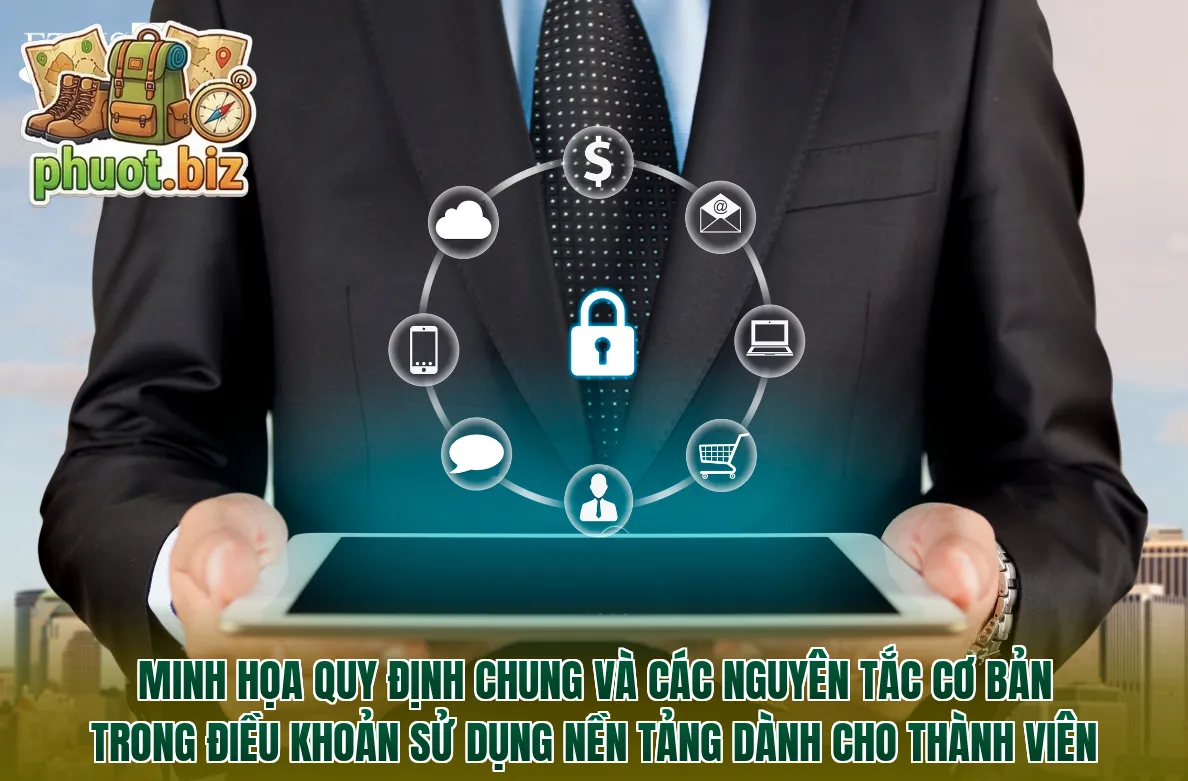 Minh họa quy định chung và các nguyên tắc cơ bản trong điều khoản sử dụng nền tảng dành cho thành viên